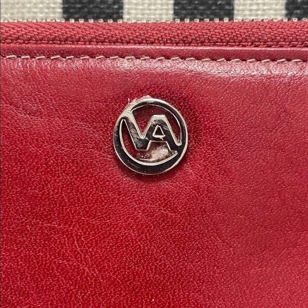 Valentina Red, Cognac and Black Zip Round Closure Change Zip Wallet